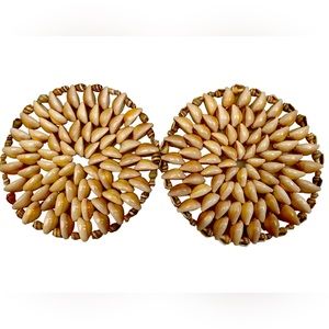 Hand made Two pieces of shell coasters 6”